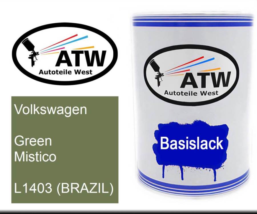 Volkswagen, Green Mistico, L1403 (BRAZIL): 500ml Lackdose, von ATW Autoteile West.